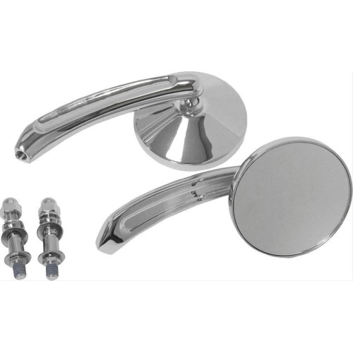 PartzBiz HD: 4415216-HardDrive Chrome Round Head Custom Mirrors Pair Harley & Metric Motorcycle | 18-128