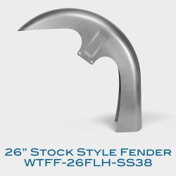 PartzBiz HD HHI-WTFF-26-FLH-SS - Hawg Halter 26" FLH Stock Style Steel Front Fender for Harley FLH/FLT 87-19 WTFF-26-FLH-SS Wheel electra road street glide tour bagger stretched best for steel