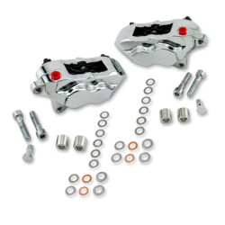 PartzBiz HD HHI-FKDDCC551 - Hawg Halters HHI Chrome 4-Piston Dual-Disc Front Calipers 00-07 Harley FLH/T & V-Rod