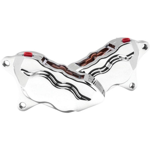 PartzBiz HD: 4415127-Hawg Halters HHI Chrome 4-Piston Dual-Disc Front Calipers 08-18 Harley FLH/T & V-Rod PartzBiz HD: 4415127-Hawg Halters HHI Chrome 4-Piston Dual-Disc Front Calipers 08-18 Harley FLH/T & V-Rod