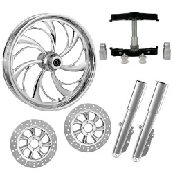 PartzBiz HD HELIX-DUAL-CHR-KIT-PCKG - Helix Chrome 23” ยางล้อแบบ Dual Rotors พร้อม Raked Triple Trees ส่วนล่างและตัวเลื่อน | HELIX-DUAL-CHR-KIT-PCKG