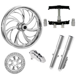 PartzBiz HD HELIX-SNGL-CHR-KIT-23PCKG - Helix Chrome 23” ยางล้อด้านเดียวพร้อมท่อนล่างและตัวเลื่อนแบบ Raked Triple Trees | HELIX-SNGL-CHR-KIT-23PCKG