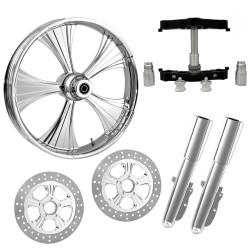 PartzBiz HD HELO-DUAL-CHR-KIT-PCKG - Helo Chrome 23” ยางล้อแบบ Dual Rotors พร้อมท่อนล่างและตัวเลื่อนแบบ Raked Triple Trees | HELO-DUAL-CHR-KIT-PCKG
