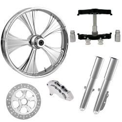 PartzBiz HD HELO-SNGL-CHR-KIT-23PCKG - Helo Chrome 23" Wheel Tire Single Side w/ Raked Triple Trees Lowers & Sliders | HELO-SNGL-CHR-KIT-23PCKG