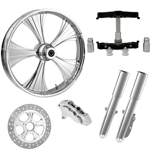 PartzBiz HD: 4415063-ยางล้อ Helo Chrome 23 ” ด้านเดียวพร้อมท่อนล่างและแถบเลื่อนแบบหักศอก | HELO-SNGL-CHR-KIT-23PCKG
