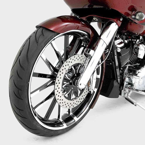 PartzBiz HD: 4414918-HHI Hawg Halters Bomber Chrome 49mm Single Disc ABS Lower Fork Legs Harley 14-up 