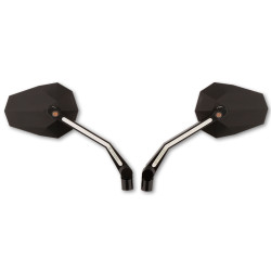 PartzBiz HD DS06401624 - Highsider Black Stealth X-4 Turn Signal & Running Light Mirror CNC Universal