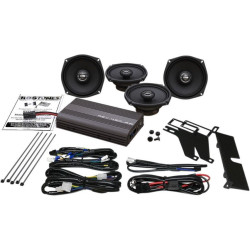 PartzBiz HD DS44050535 - Hogtunes 200 วัตต์แอมป์และชุดลำโพงหน้า/หลัง 5-1/4” 00-13 อัพเกรดระบบเสียง Harley FLH Touring 4405-0535 44050535