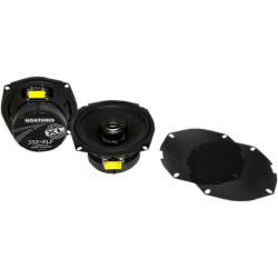 PartzBiz HD DS44050555 - Hogtunes 352-XLF Carbon 5.25” 2 Ohm Coaxial Speakers w/ Grilles 98-13 Harley Davidson Touring Bagger Dresser FLHT FLHX Electra Glide วิทยุ ระบบเสียงสเตอริโอ การเปลี่ยนการอัพเกรดเสียง ทวีตเตอร์วูฟเฟอร์ใหม่ที่ดีที่สุด Full Range 4405-0555 44050555