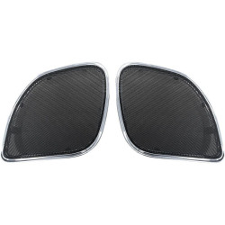 PartzBiz HD DS44050399 - Hogtunes Chrome Trim ตาข่ายด้านหน้าลำโพง Grilles Harley Road Glide 15-16 | RG RM GRILL-C