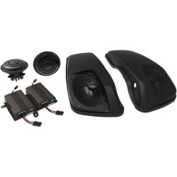 PartzBiz HD DS44050497 - HogTunes Wild Boar 600 Watt Amp Kit W/ 6x9 Saddlebag Lid Speakers FLHX 14-18 | WBA BIG PIG SG