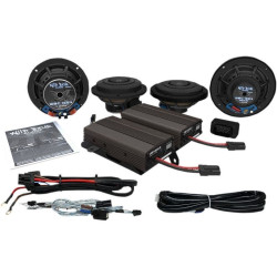 PartzBiz HD DS44050545 - Hogtunes Wild Boar 600 Watt Front / Rear Speaker Kit 14-19 Harley Ultra CVO upgrade sound system 4405-0545 44050545