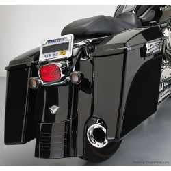 PartzBiz HD HW151208 - Hogworkz 2-Into-1 4" Stretched Saddlebags w/ Lids Harley '14-'18 FLH - Unpainted | HW151208
