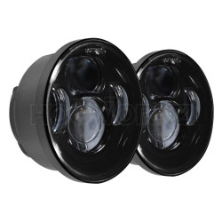 PartzBiz HD HW195208 - Hogworkz 4.65" Blackout LED Daymaker Style Headlights for Harley Davidson FXD Dyna Fat Bob | HW195208 Custom Aftermarket Bright white Motorcycle Bike Chopper Lighting Light bulb Headlamp Upgrade