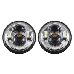 PartzBiz HD HW195207 - Hogworkz 4.65" Chrome LED Daymaker Style Headlights for Harley Dyna Fat Bob | HW195207