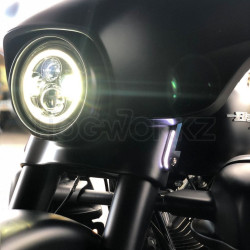 PartzBiz HD HW307015 - Hofworkz Black LED Billet Fork DRL Turn Signals Harley Batwing Touring 97-21