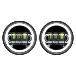 PartzBiz HD HW167005-HW195206 - Hogworkz Blackout 7" LED HaloMaker Headlight with Auxiliary Halo Passing Lamps PartzBiz HD HW167005-HW195206 - Hogworkz Blackout 7" LED HaloMaker Headlight with Auxiliary Halo Passing Lamps