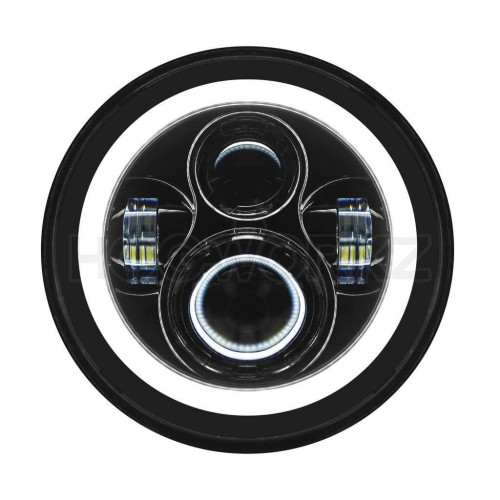 PartzBiz HD: 4414708-Hogworkz Blackout 7" LED HaloMaker Headlight with Auxiliary Passing Lamps PartzBiz HD: 4414708-Hogworkz Blackout 7" LED HaloMaker Headlight with Auxiliary Passing Lamps