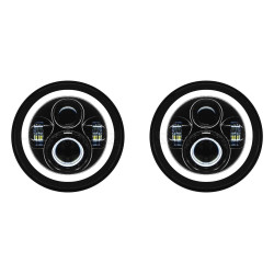 PartzBiz HD HW167005 x 2 - Hogworkz Blackout 7" LED HaloMaker Headlight Jeep Wrangler CJ-5 CJ-7 TJ JK JL PartzBiz HD HW167005 x 2 - Hogworkz Blackout 7" LED HaloMaker Headlight Jeep Wrangler CJ-5 CJ-7 TJ JK JL