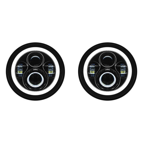 PartzBiz HD: 4414711-Hogworkz Blackout 7" LED HaloMaker Headlight Jeep Wrangler CJ-5 CJ-7 TJ JK JL