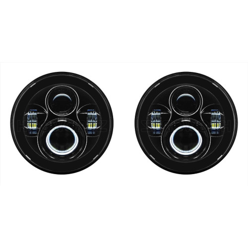 PartzBiz HD: 4414712-Hogworkz Blackout 7" LED Headlights Headlamps Jeep Wrangler CJ-5 CJ-7 TJ JK JL