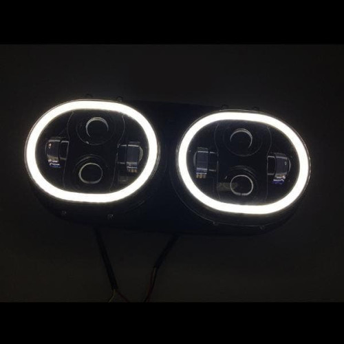 PartzBiz HD: 4414713-Hogworkz Blackout Road Glide Dual Halomaker LED Daymaker Style Headlight 98-13