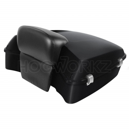 PartzBiz HD: 4414718-Hogworkz Chopped Tour Pack Slim Backrest Denim Black Chrome Trim Touring 97-Up