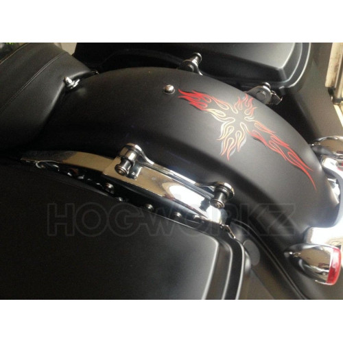 PartzBiz HD: 4414687-Hogworkz Chrome Detachable 4 Point Tour Pak Backrest Docking Hardware Harley 14-22
