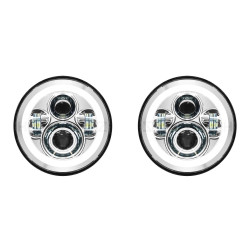 PartzBiz HD HW167004 x 2 - Hogworkz Chrome 7" HaloMaker LED Headlightrs Jeep Wrangler CJ-5 CJ-7 TJ JK JL PartzBiz HD HW167004 x 2 - Hogworkz Chrome 7" HaloMaker LED Headlightrs Jeep Wrangler CJ-5 CJ-7 TJ JK JL