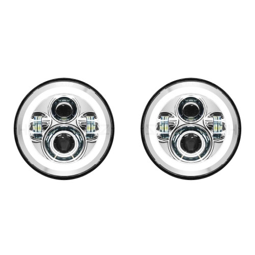 PartzBiz HD: 4414696-Hogworkz Chrome 7" HaloMaker LED Headlightrs Jeep Wrangler CJ-5 CJ-7 TJ JK JL PartzBiz HD: 4414696-Hogworkz Chrome 7" HaloMaker LED Headlightrs Jeep Wrangler CJ-5 CJ-7 TJ JK JL