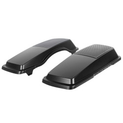 PartzBiz HD HW152007 - Hogworkz Denim Black 6" x 9" Speaker Lids Harley Touring 93-13 Saddlebags | HW152007