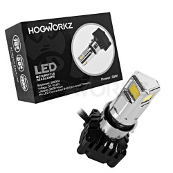 PartzBiz HD HW171001 - Hogworkz H4 LED Motorcycle Headlight Bulb - CREE 28W White 6000K Bright White Custom Halrey Davidson Indian Metric Lighting Light Upgrade Replacement High Low Beam 