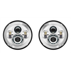 PartzBiz HD HW195001 x 2 - Hogworkz Chrome 7" LED Headlights Headlamps Jeep Wrangler CJ-5 CJ-7 TJ JK JL PartzBiz HD HW195001 x 2 - Hogworkz Chrome 7" LED Headlights Headlamps Jeep Wrangler CJ-5 CJ-7 TJ JK JL