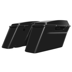 PartzBiz HD HW151108 - Hogworkz OEM Length Saddlebags w/ Lids Harley '14-'18 FLH - Vivid Black | HW151108