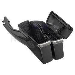 PartzBiz HD HW301031 - Hogworkz Standard Saddlebag Liners Black w/ Blue Stitching Harley Touring 14-Up