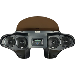 PartzBiz HD DS23300278 - Hoppe Media Center Fairings 5566 W/Black Hand Controls; 4 Harley 15-23 FLRT | HPKT-1017A