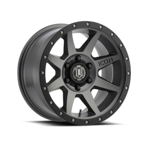 PartzBiz HD: 4414459-ไอคอนยานพาหนะ Dynamics Rebound ไทเทเนียม 17X8.5 5X5 5X127 -6 มม. ET Offset ขอบล้อ Jeep Wrangler JK JL JT Grand Cherokee WJ WK WK2 Commander ล้อขอบอัพเกรด 5x127 5 Lug Offroad 4x4