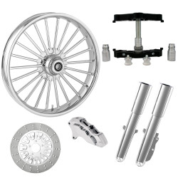 PartzBiz HD ILLUSION-SNGL-CHR-KIT-23PCKG - Illusion Chrome 23 ” ยางล้อเดี่ยวคราด Triple Trees Lowers & Sliders | อิลลูชั่น-SNGL-CHR-KIT-23PCKG