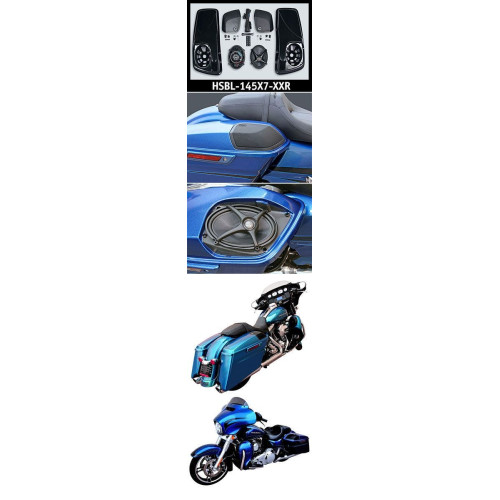 PartzBiz HD: 4414328-J&M Saddlebag-Lid Kit w/ Rokker ¬Æ XXR 5X7" Speakers Plug-n-play Wiring 14-18 Harley