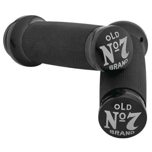 PartzBiz HD: 4414332-Jack Daniels OLD #7 Black Billet Hand Grips สำหรับ Harley Cable Throttle Models | 106-241