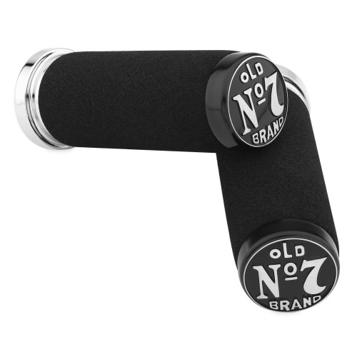 PartzBiz HD: 4414333-Jack Daniels OLD #7 Black Foam Hand Grips สำหรับ Harley Cable Throttle Models | 106-245