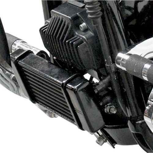 PartzBiz HD: 4414307-Jagg Black Horizonal Low Mount 10 Row Oil Cooler Kit Harley Dyna 91-16 | 750-2500