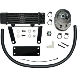 PartzBiz HD WP821-2011 - Jagg Black Horizonal Low Mount 6 Row Oil Cooler Kit Harley Softail 00-16 | 750-1290
