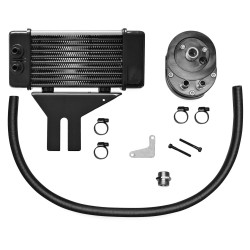 PartzBiz HD WP821-2013 - Jagg Chrome Horizonal Low Mount 10 Row Oil Cooler Kit Harley Dyna 91-16 | 750-2580