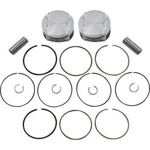 PartzBiz HD: 4414265-JE Pistons 370243 Dome 3.937" 107ci Big Bore Piston Set Harley M8 17-Up best new engine motor performance upgrade forged touring bagger dresser softail dyna motorcycle replacement big bore