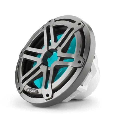 PartzBiz HD: 4414253-ไดร์เวอร์ซับวูฟเฟอร์มารีน JL Audio ขนาด 10 นิ้ว; กระจังหน้าแบบสปอร์ตสีเทาเมทัลลิก พร้อมไฟ RGB LED