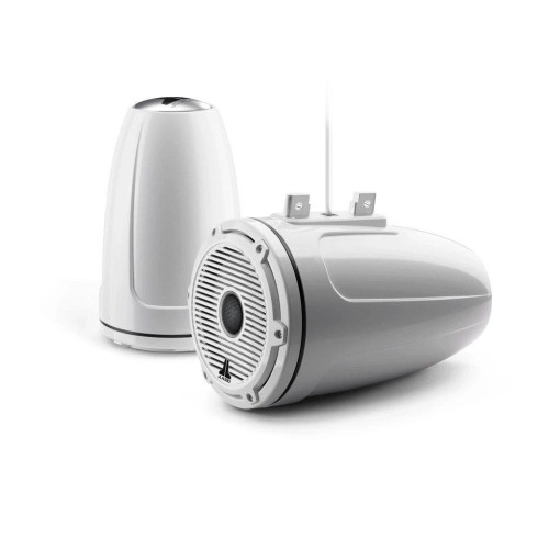 PartzBiz HD: 4414182-JL Audio 7.7-Inch Enclosed Tower Coaxial System Gloss White Classic Grille Black Mesh