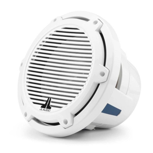 PartzBiz HD: 4414098-JL Audio M6 Series - ไดรเวอร์ซับวูฟเฟอร์ทางทะเลขนาด 10 นิ้ว (250 มม.); แหวนตัดแต่งสีขาวเงา; กระจังหน้าคลาสสิคสีขาวเงา; 4 ®
