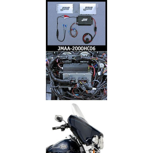 PartzBiz HD: 4414066-J&M JMAA-2000HC06 Performance Series 200w 2-CH Amp Kit 06-13 Harley Batwing Touring Dresser Bagger | JMAA-1800HC06