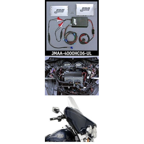 PartzBiz HD: 4414070-J&M JMAA-4000HC06-UL Performance Series 4-CH 400w Amp Kit 06-13 Harley FLHTC FLHTCU Electra Glide Ultra Classic Touring Bagger Dresser | JMAA-3600HC06-UL